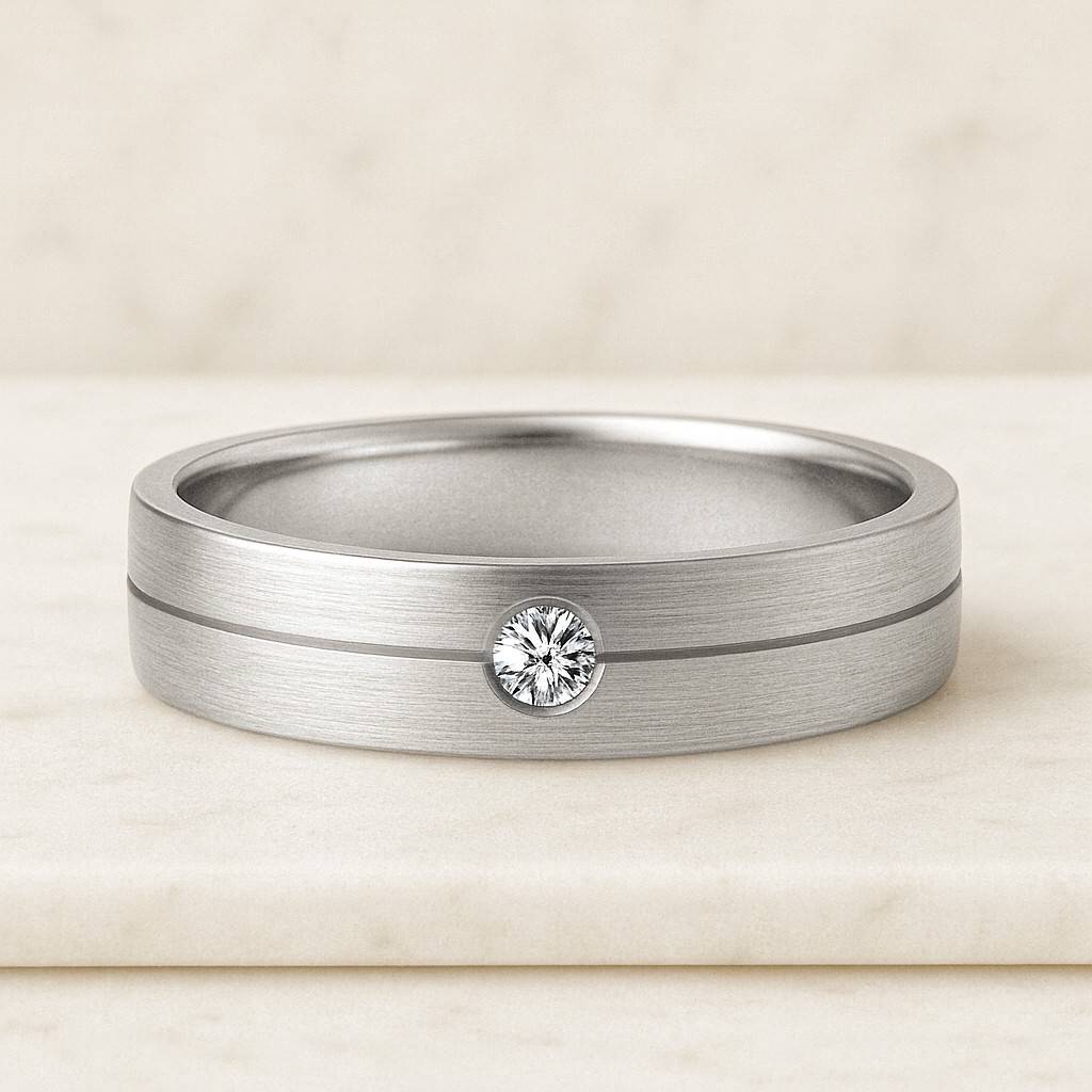 Vintage 14K Solid Gold Moissanite Wedding Band for Men Round Cut Dainty Solitaire Diamond Anniversary Ring