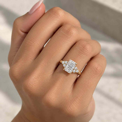 Real Lab Grown Diamond Engagement Ring IGI Certified Diamond Proposal Ring Radiant Cut Diamond Ring 5 Stone Ring for Her Solitaire Ring