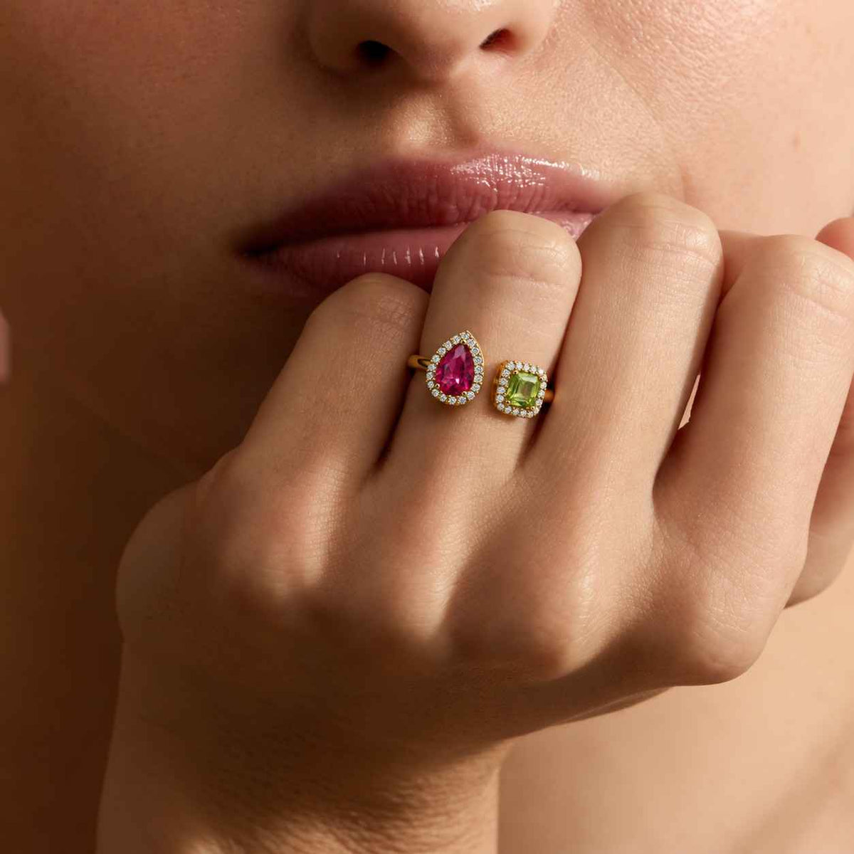 vintage 14k gold peridot wedding band: marquise cluster diamond ring
