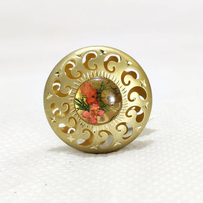 Vintage 1970's Real Flower Ring
