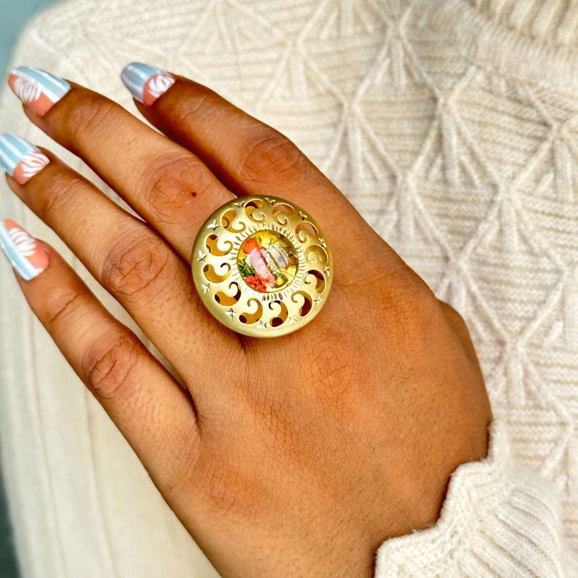 Vintage 1970's Real Flower Ring Gift for Wife