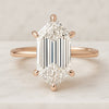 Hexagon Six Claw Prong Set Hidden Halo Engagement Ring