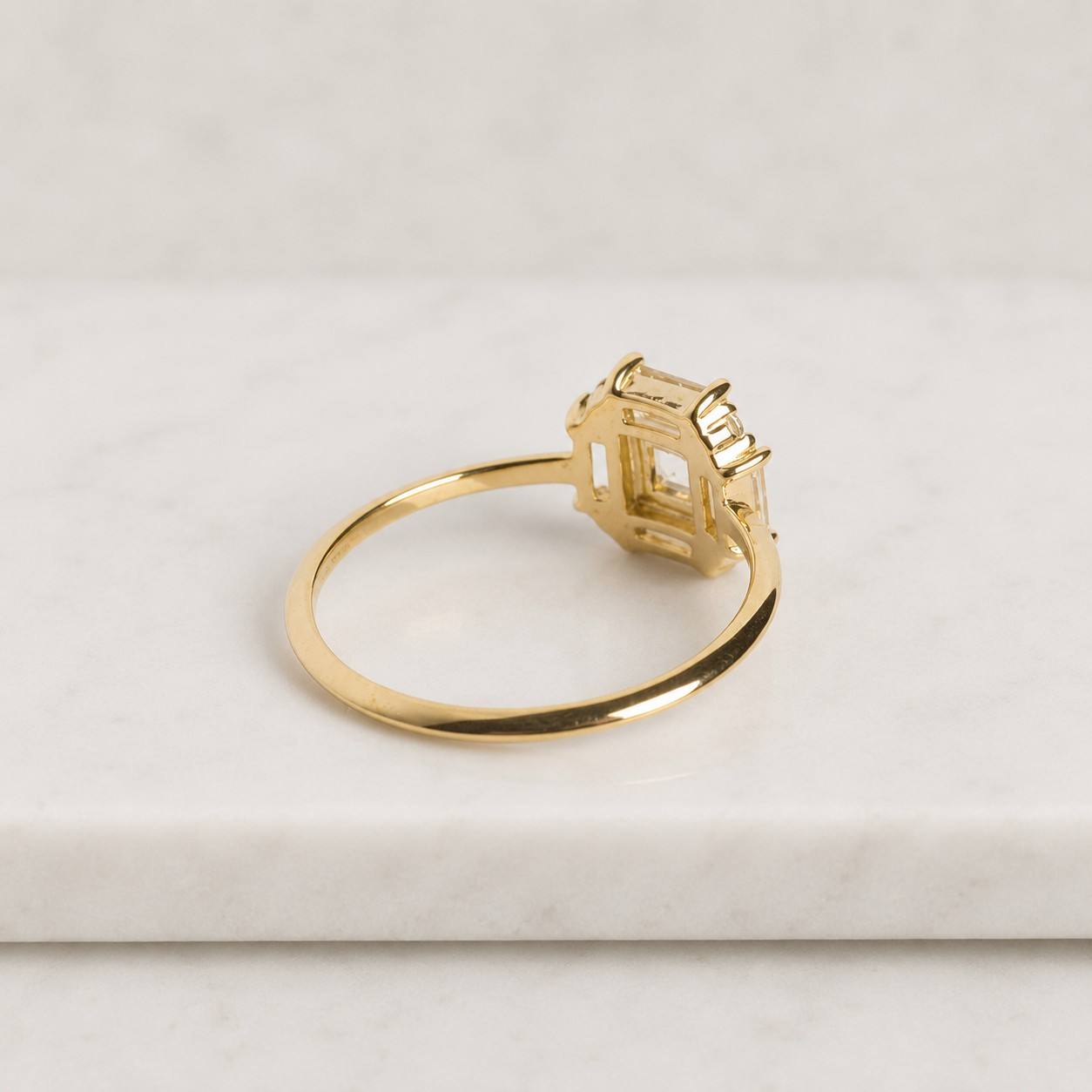 vintage cz diamond engagement ring, unique baguette & square gemstone yellow gold ring, bridal diamond wedding ring, promise rings for women