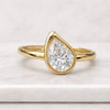 Pear Lab Grown Diamond Ring 14k Gold Bezel Set Solitaire Modern Pear Cut Diamond Ring