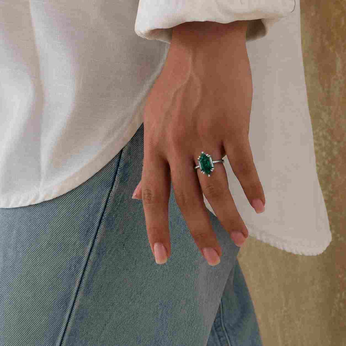 vintage marquise emerald engagement ring, solid gold art deco wedding, handmade green gemstone ring
