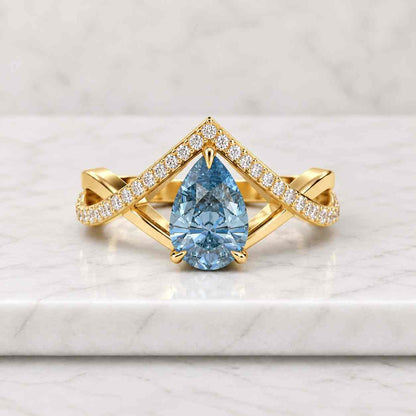 Vintage Marquise Lab Grown Diamond Engagement Ring Set, 14k Yellow Gold
