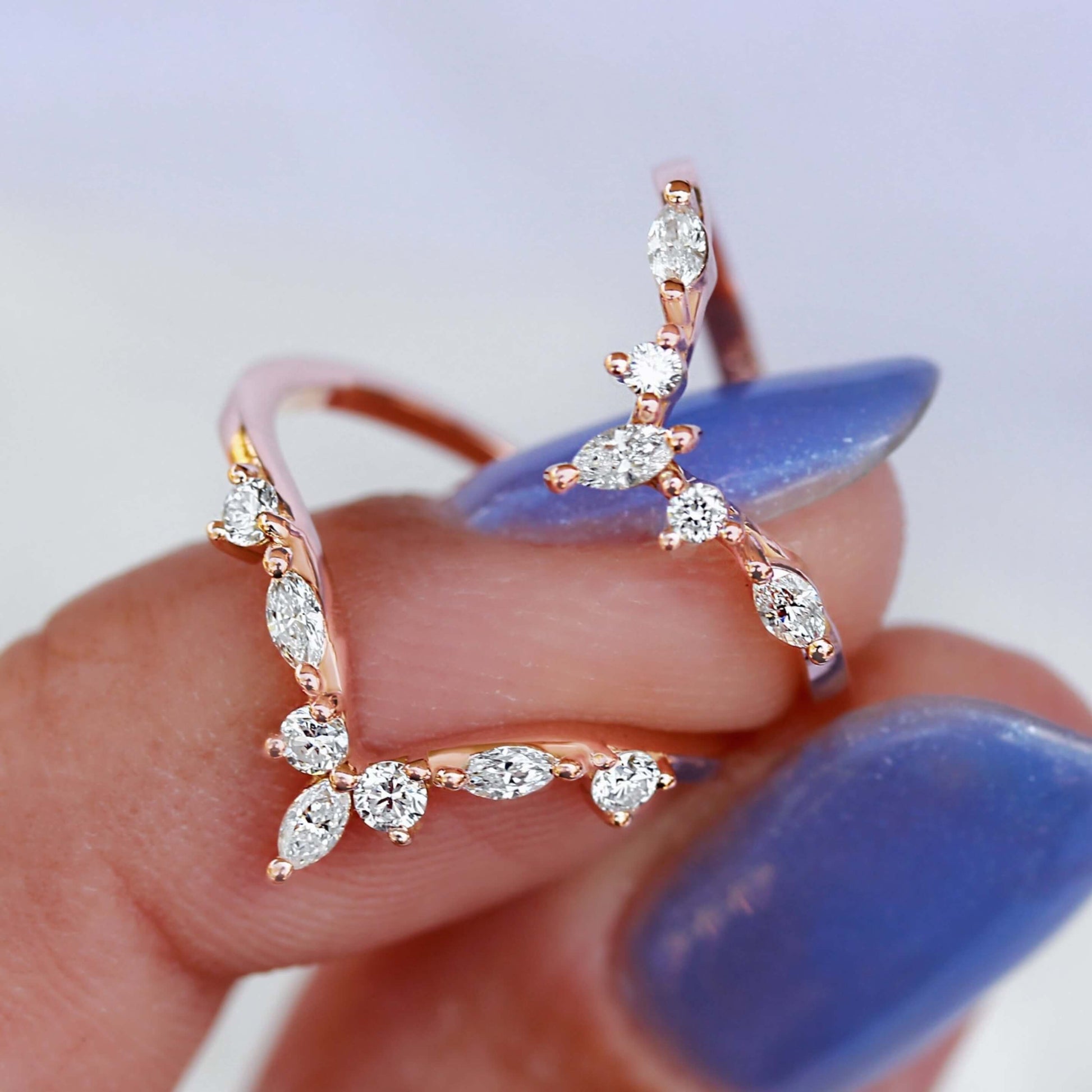 Vintage Marquise Moissanite Wedding Band