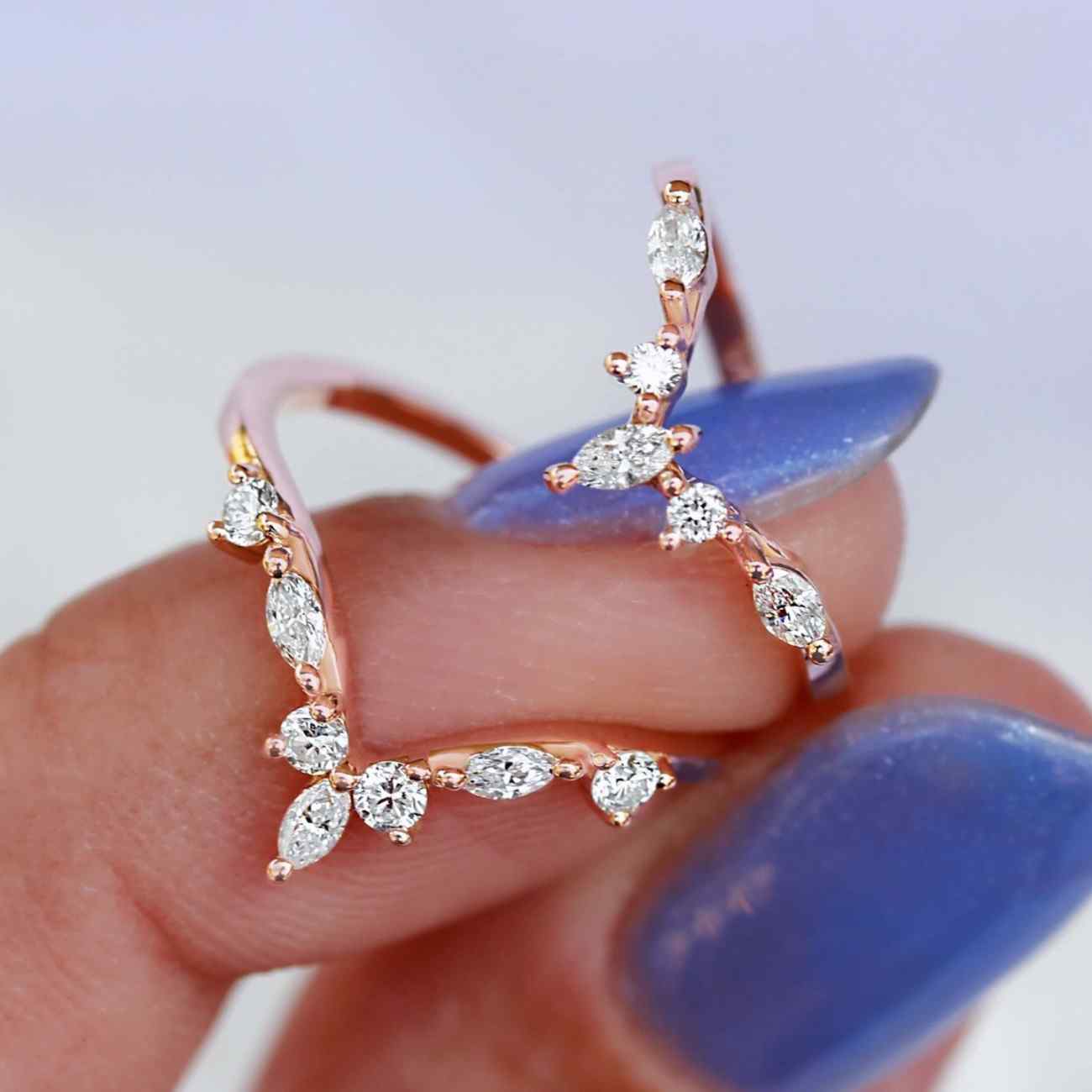 vintage marquise moissanite wedding band for her