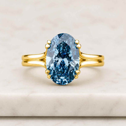 Vintage Natural London Blue Topaz Bridal Ring Unique CVD Diamond Solid Gold Wedding Ring Oval Cut Blue Gemstone Engagement Ring For Women
