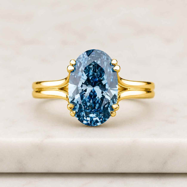 Vintage Natural London Blue Topaz Bridal Ring Unique CVD Diamond Solid Gold Wedding Ring Oval Cut Blue Gemstone Engagement Ring For Women

