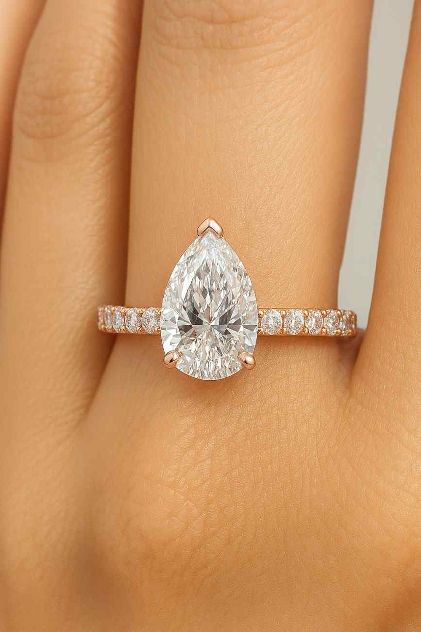 vintage pear shaped lab grown diamond engagement ring big 3ct teardrop lab diamond ring 14k gold marquise eternity certified diamond ring