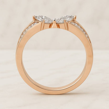 Vintage Princess Cut Colorless Anniversary Ring Classic Compass Setting Open Gap Stacking Band