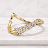 14k Solid Gold Lab Grown Diamond Ring Deep Curve Wedding Band