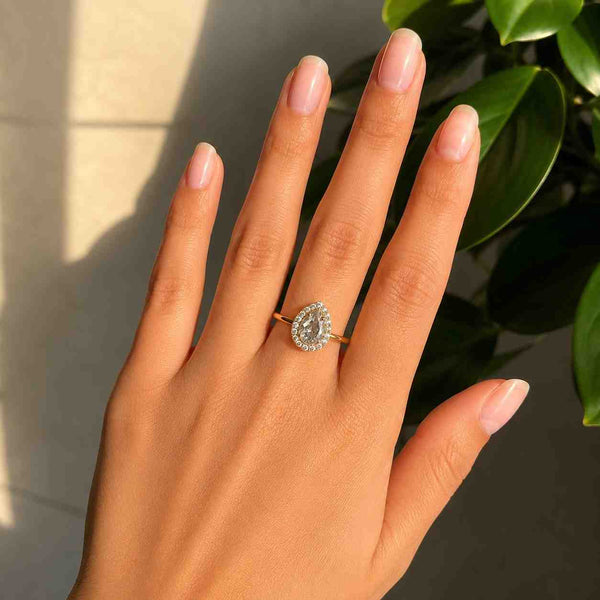 Vintage Round Diamond Engagement Ring Lab Grown Diamond Rings Halo Ring for Anniversary Gift Solid White Rose Yellow Gold Ring Promise Ring