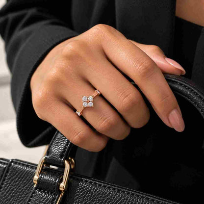Vintage Round rose cut salt and pepper Diamond Engagement Ring Three stone Ring Dainty Engagement Ring white Gold Diamond Proposal Ring