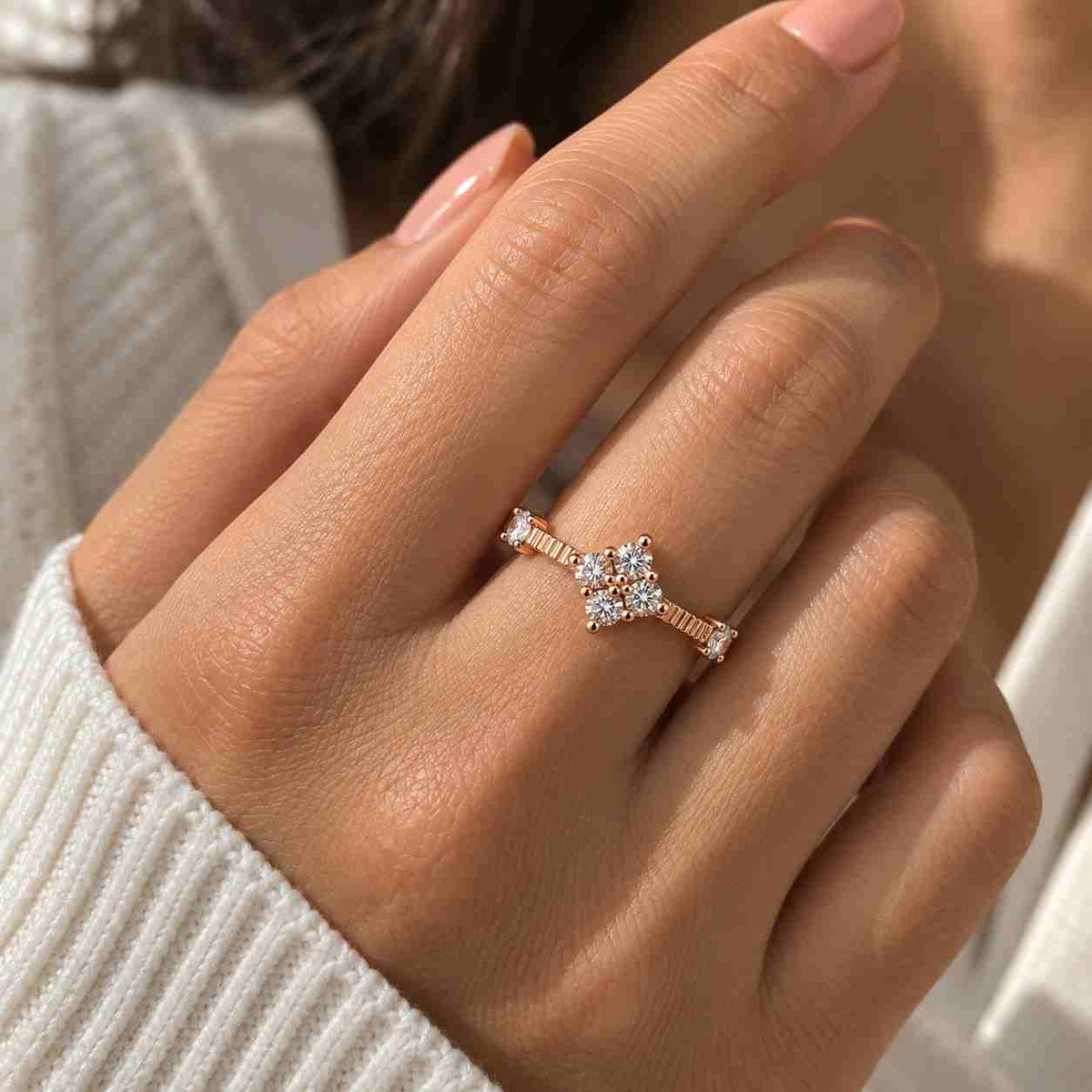 Vintage Salt and Pepper Diamond Engagement Ring, Art Deco Yellow Gold Ring, Moissanite Cluster Ring, Wedding Bridal Ring, Anniversary Ring