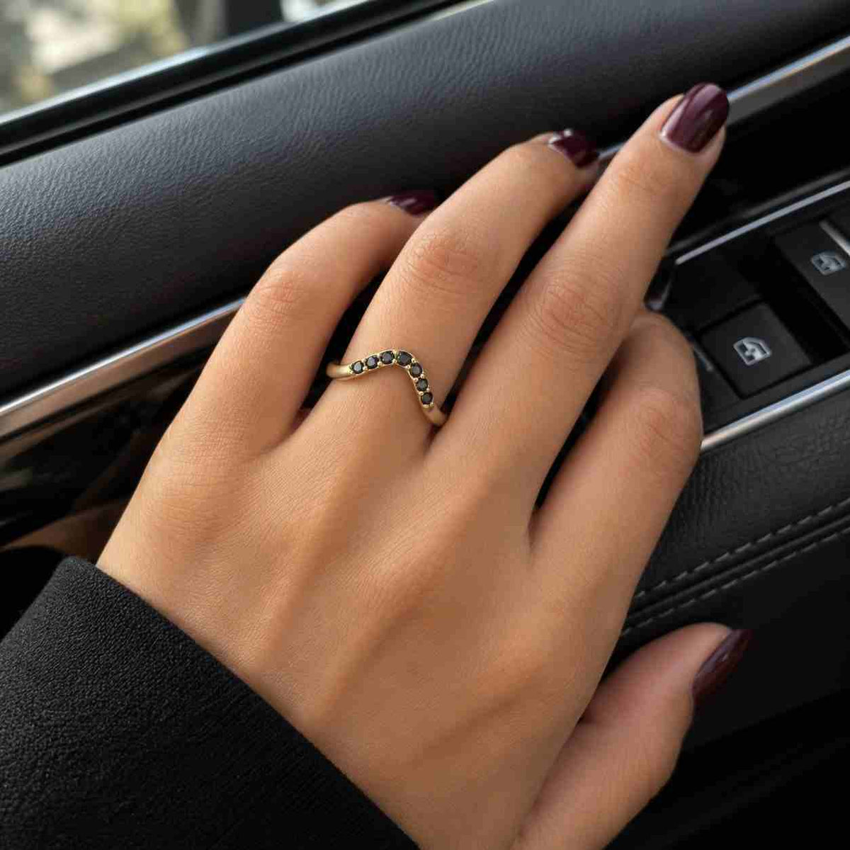 Vintage Salt and Pepper Diamond Wedding Band Half Eternity 14K 18K Gold Gradient Ombre White Gray Black Ring Stacking