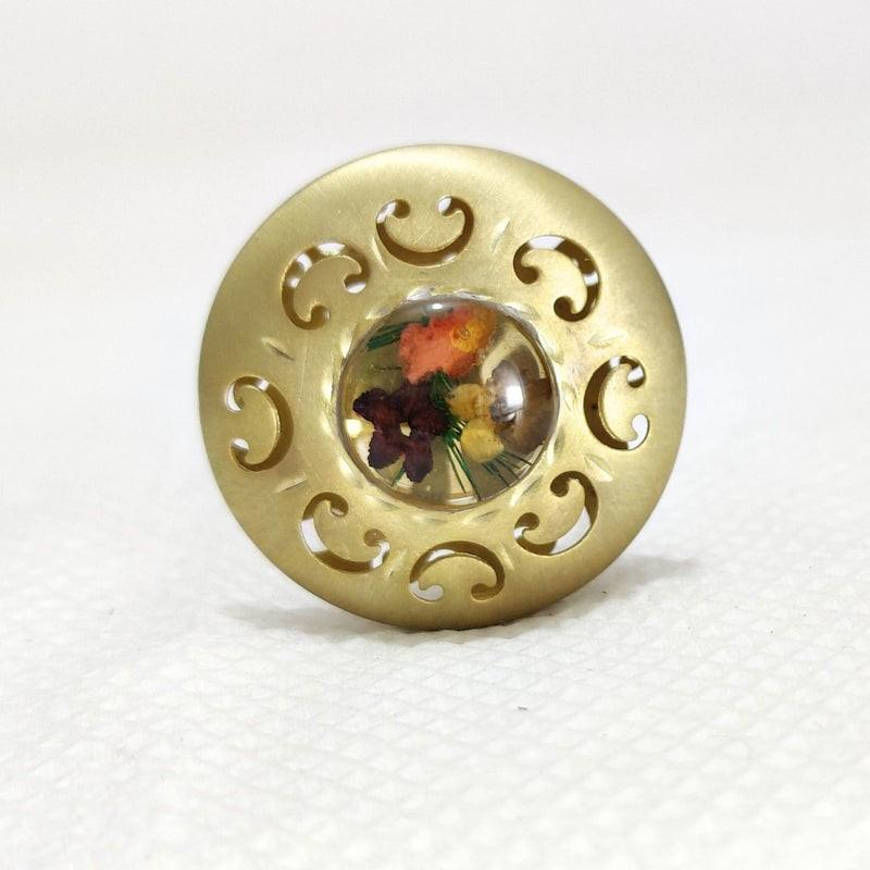 Vintage Style Flower Inspired Ring Bezel Set Old European Cut Moissanite Diamond Retro Ring