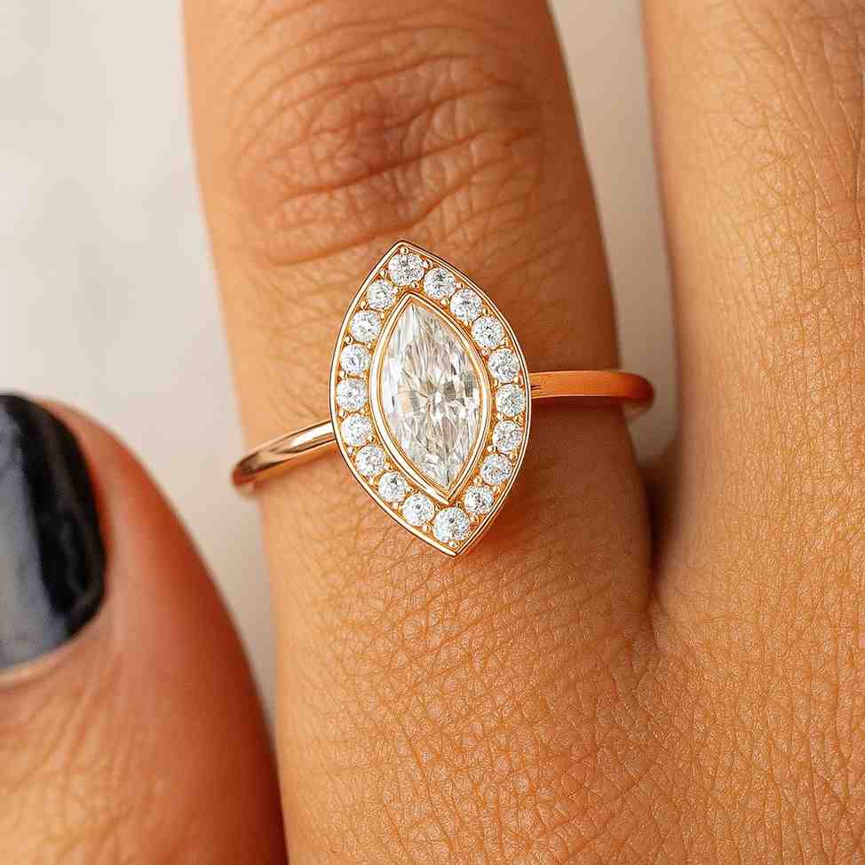 Vintage Style Round Moissanite Halo Set Wedding Ring