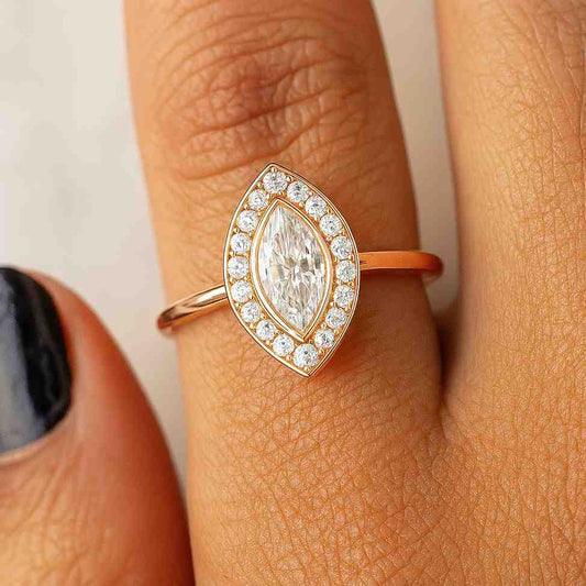 Vintage Style Round Moissanite Halo Set Wedding Ring