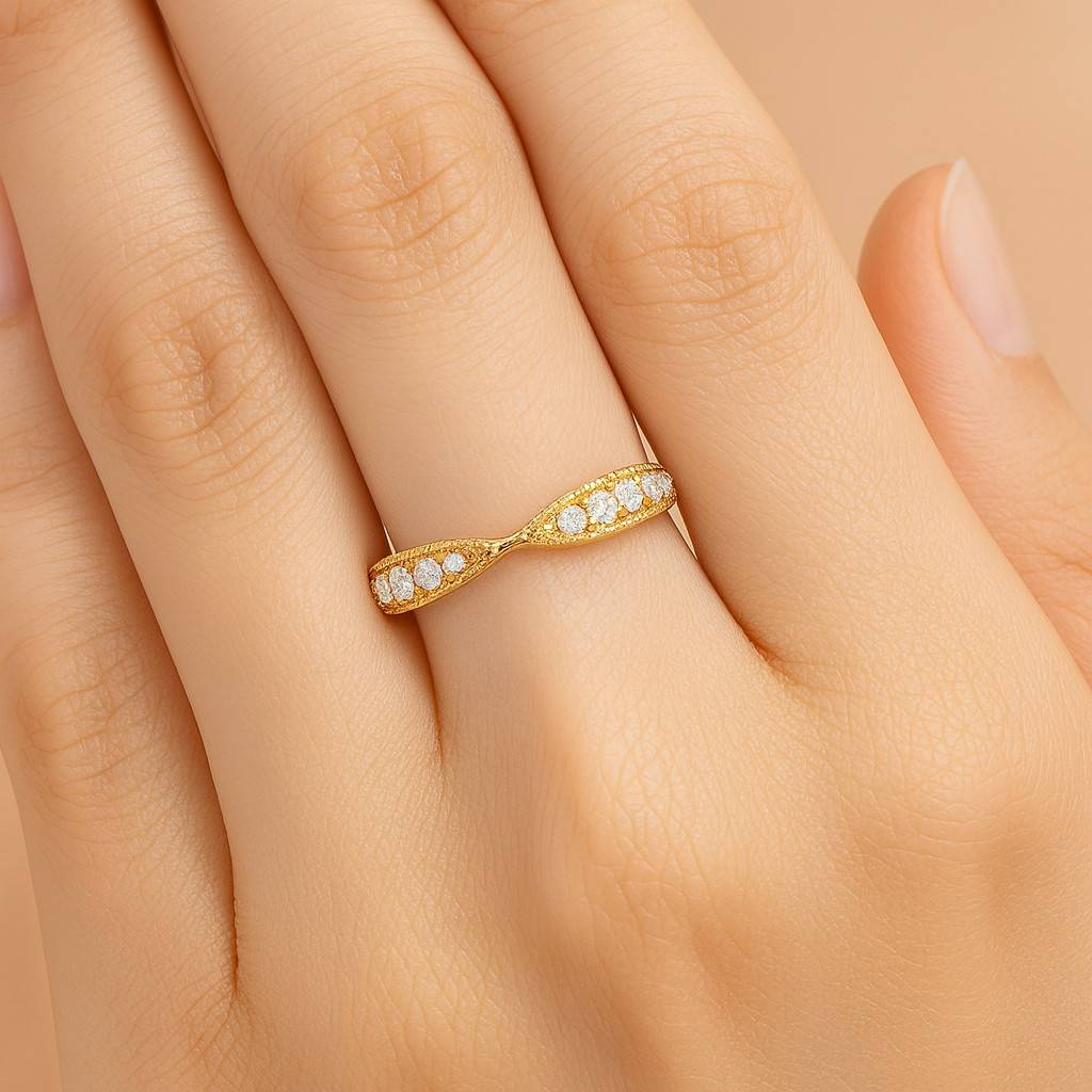 Vintage Style Wedding Band 14K Gold Anniversary Bridal Gift Ring