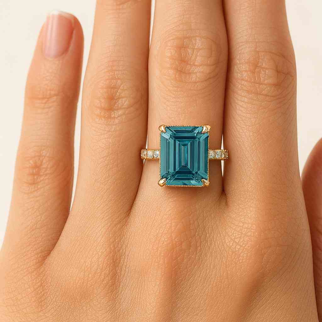 Vintage Teal Sapphire Engagement Ring set,Blue Green Sapphire Ring Set,Stacking ring.Rose Gold,Unique pear diamond Cluster ring Bridal ring