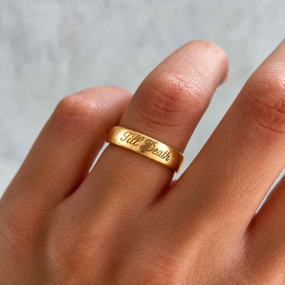 Vintage Yellow Gold Wedding Band Set Couple, Engraved Flower Vine Pattern Matching Rings
