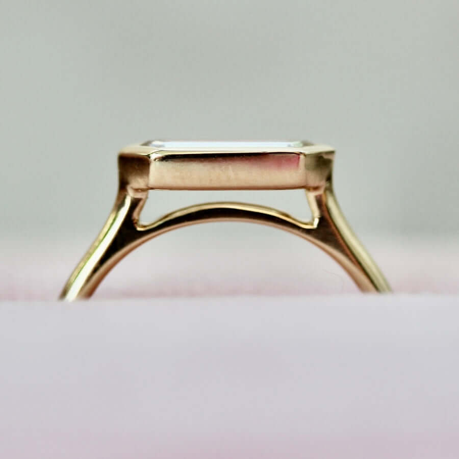 Vintage hexagon moissanite diamond ring