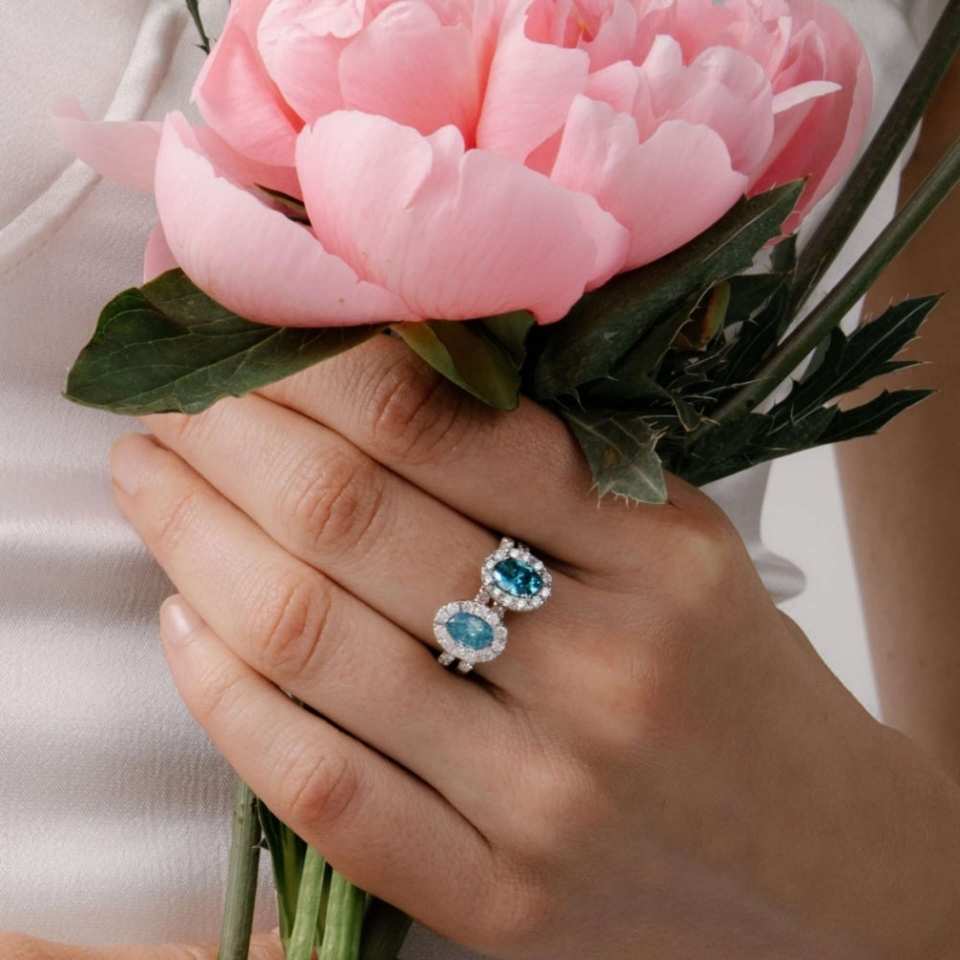 Vivid Blue Lab grown Diamond RIngs
