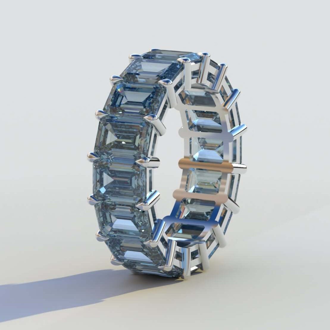 Vivid Blue Diamond Wedding Band