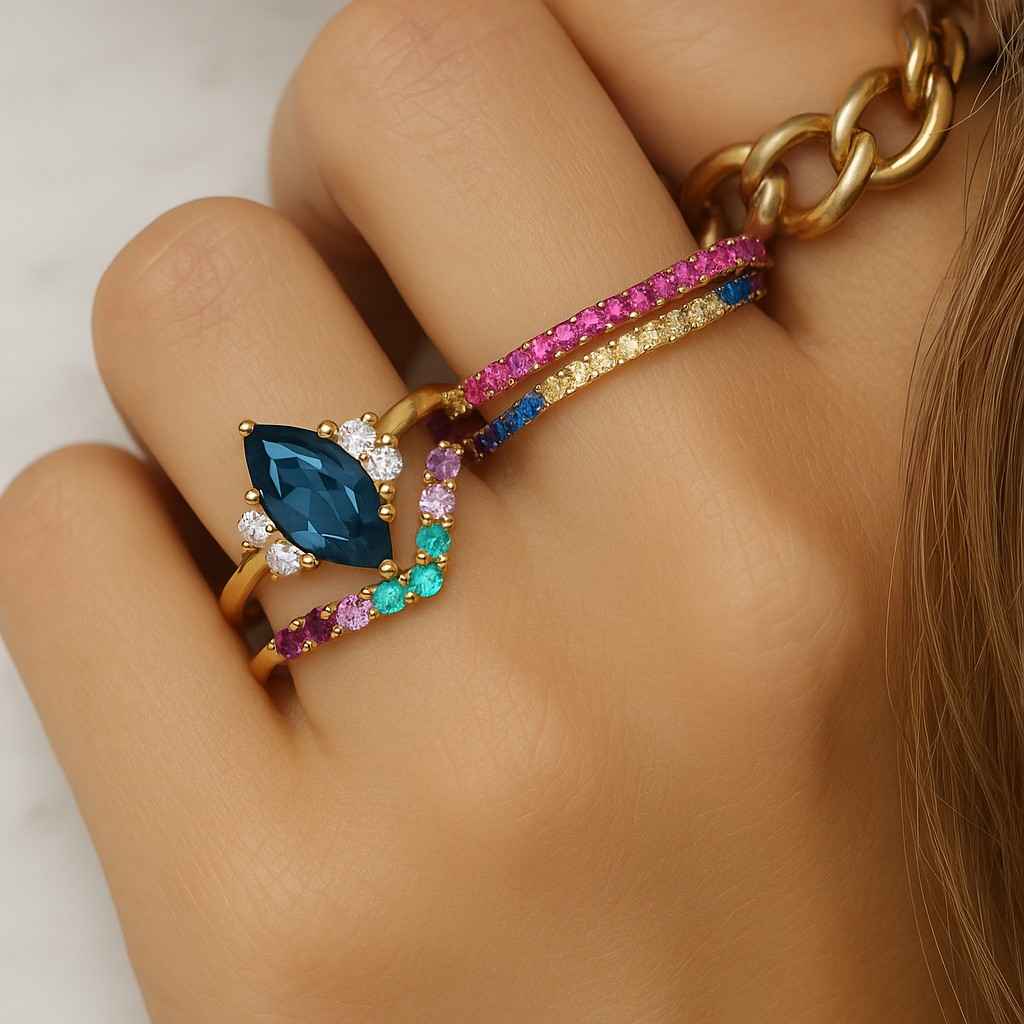 Vivid Green Marquise Lab Grown Diamond Engagement Ring