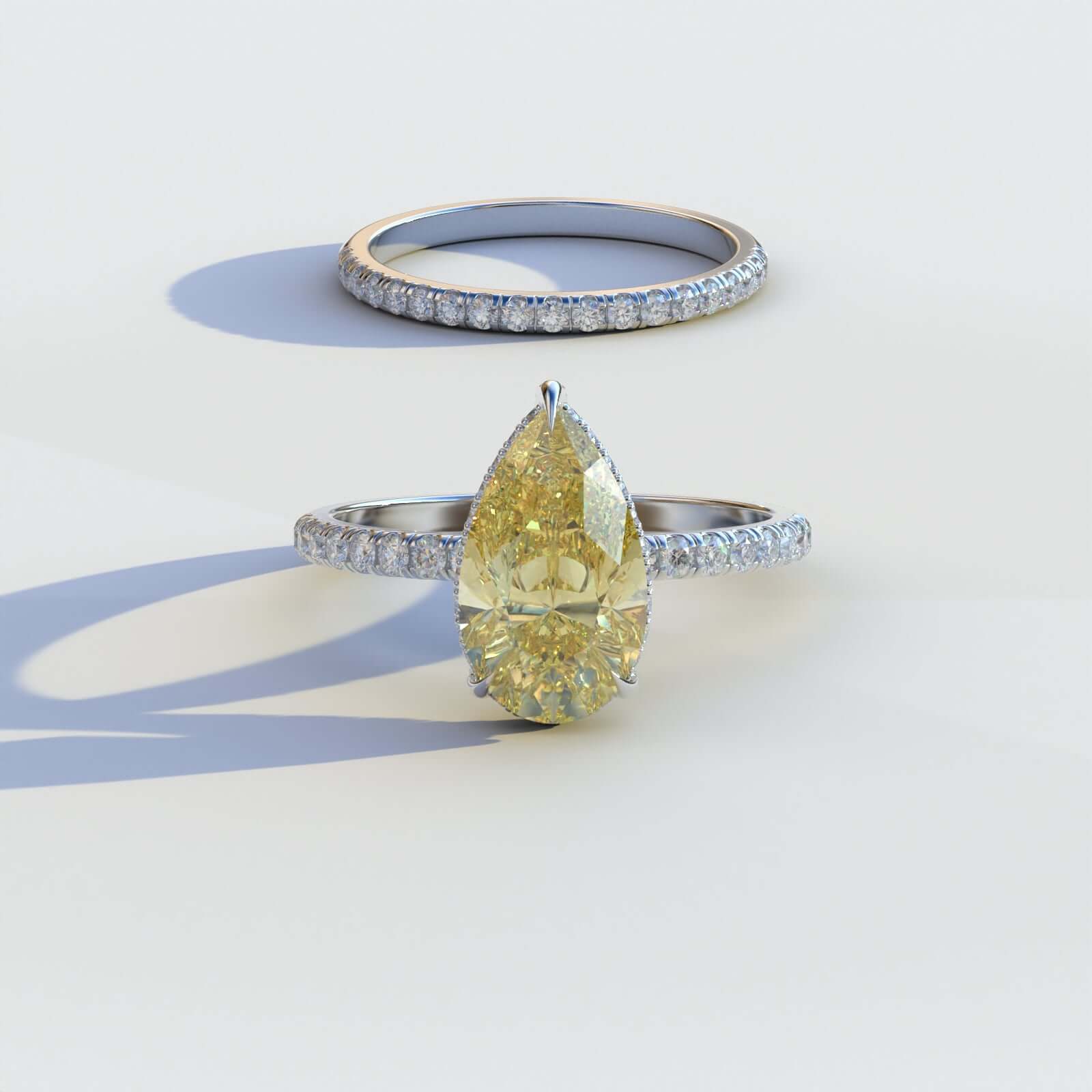 Vivid Yellow Diamond Bridal Set Ring