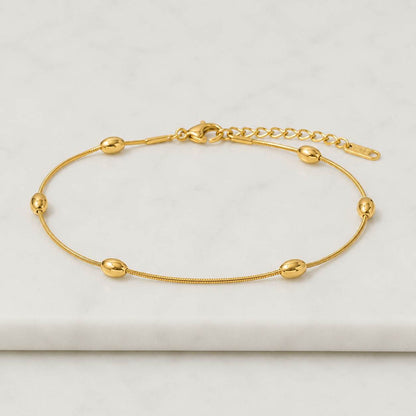 Waterproof 14K Gold Plated Anklets Set: Stackable Beaded Twist Chain Anklets
