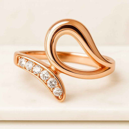 Round Cut Colorless Moissanite Engagement Band Curved Two Row Band Round Stackable Half Eternity Band