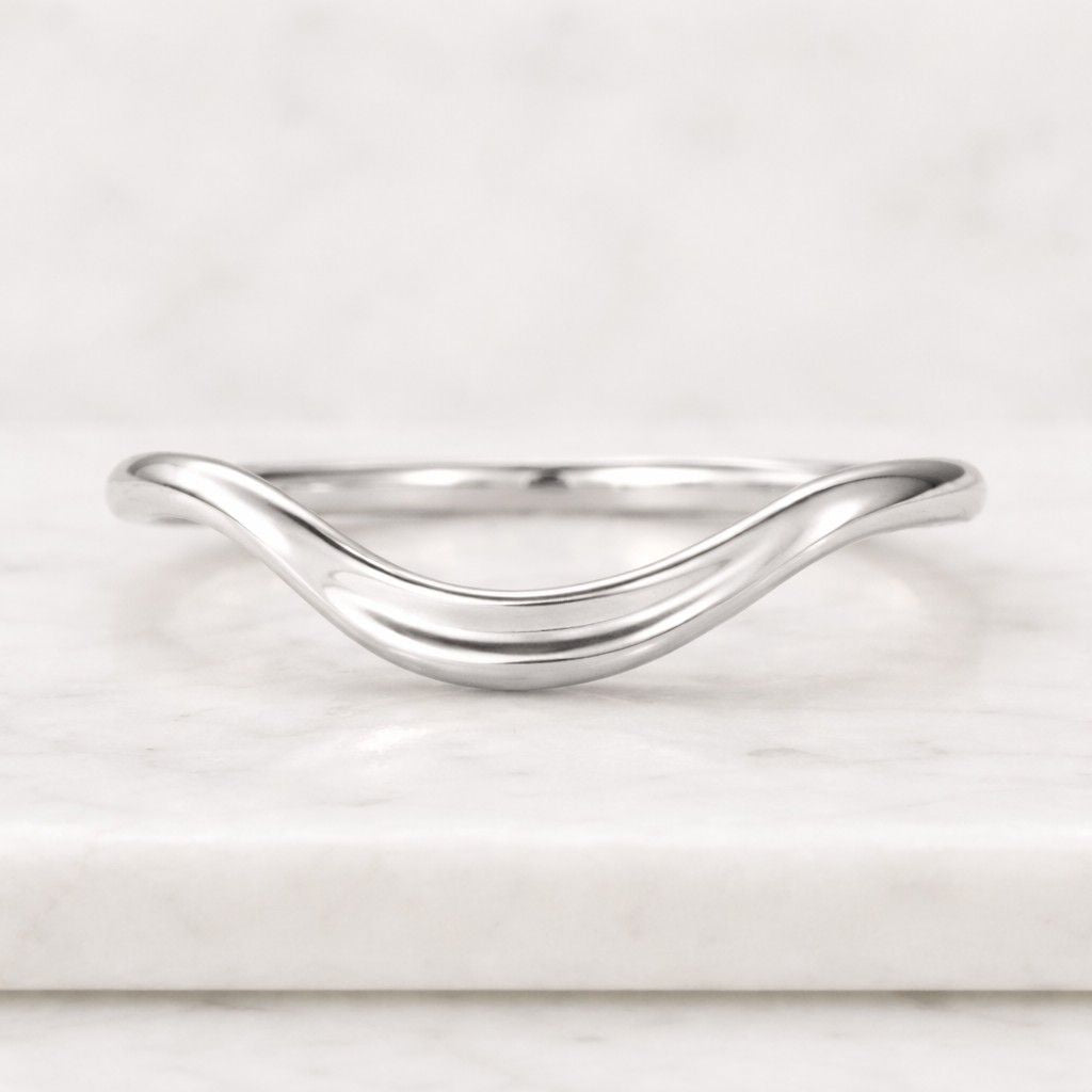 wave wedding band dainty anniversary ring