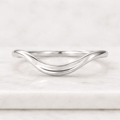 Wave Wedding Band Dainty Anniversary Ring
