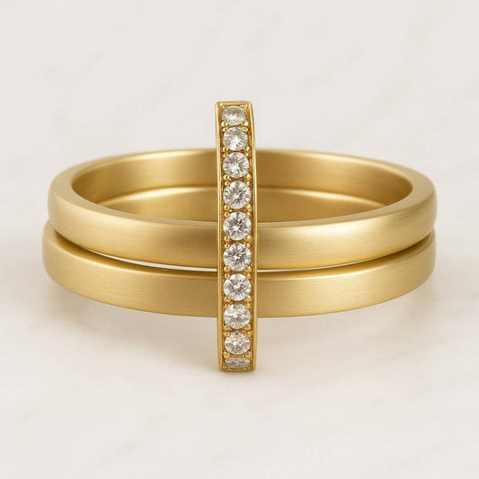 14k Solid Yellow Gold Interlocking Diamond Ring