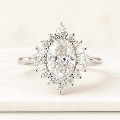 Wedding Anniversary Gifts for Her Square Diamond Ring Pave Setting Rings