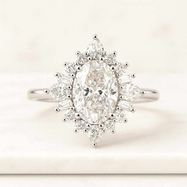 Wedding Anniversary Gifts for Her Square Diamond Ring Pave Setting Rings