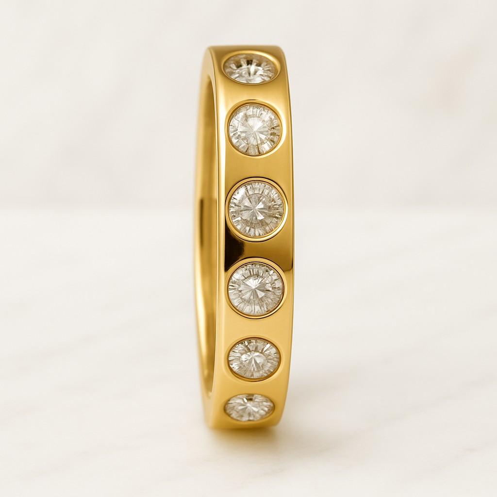 Diamond Wedding Band 10K 14K 18K Solid Gold Stacking Ring