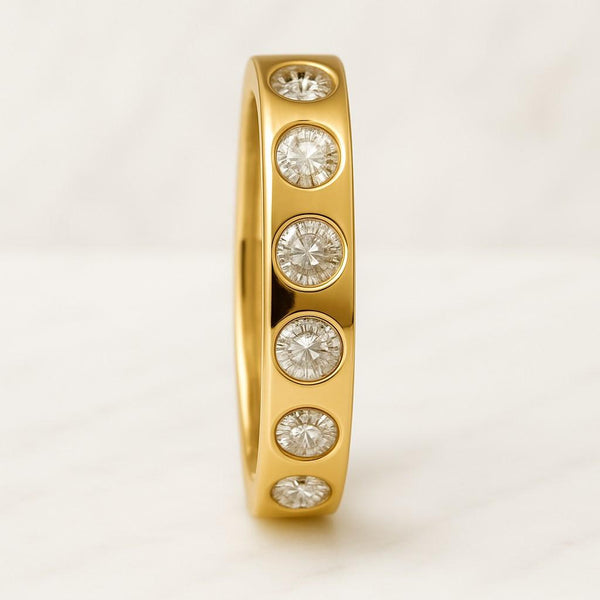 Diamond Wedding Band 10K 14K 18K Solid Gold Stacking Ring