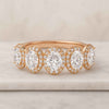 Oval Shape Lab Grown Diamond Half Eternity Wedding Band In 14K Gold