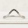 Round Cut Salt And Pepper Diamond Curved Wedding Band