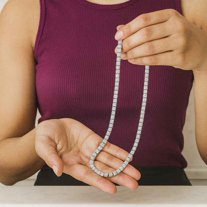 Wedding Gifts For Bridal Necklace Round Cut Tennis Necklace Moissanite Diamond Prong Set Necklace 925 Sterling Silver Necklace Her Handmade Chains Necklace Anniversary Gift