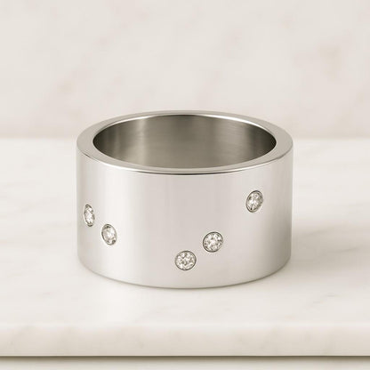 Wedding Ring 14k Gold Solid Thick Marriage Ring Pave Diamond Cigar Band Unique Wedding Ring for Women Ring Gift