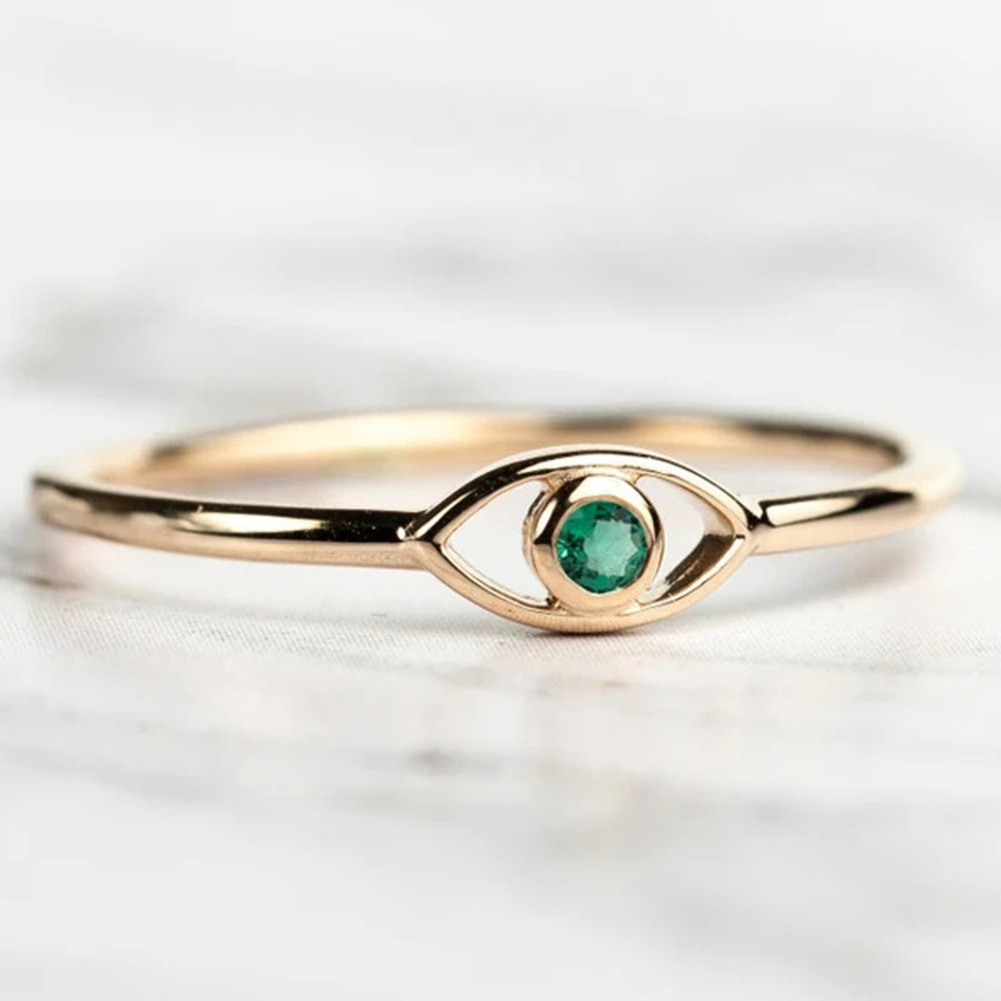 White Diamond Evil Eye Ring For Women