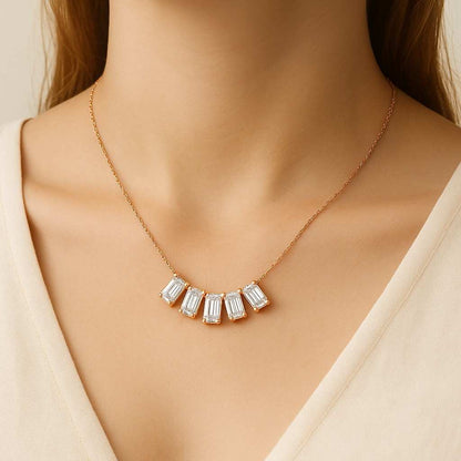 White Gold 14K Elegant Design Eco Diamonds Necklace