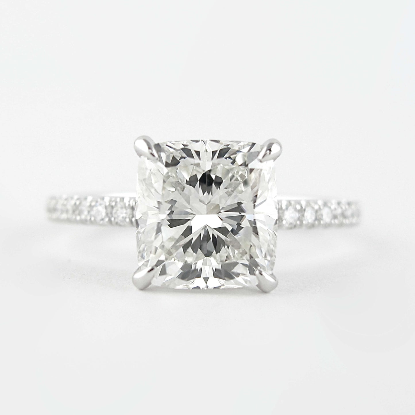 White Gold Cushion Cut Lab Grown Engagement Ring