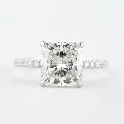 White Gold Cushion Cut Lab Grown Engagement Ring