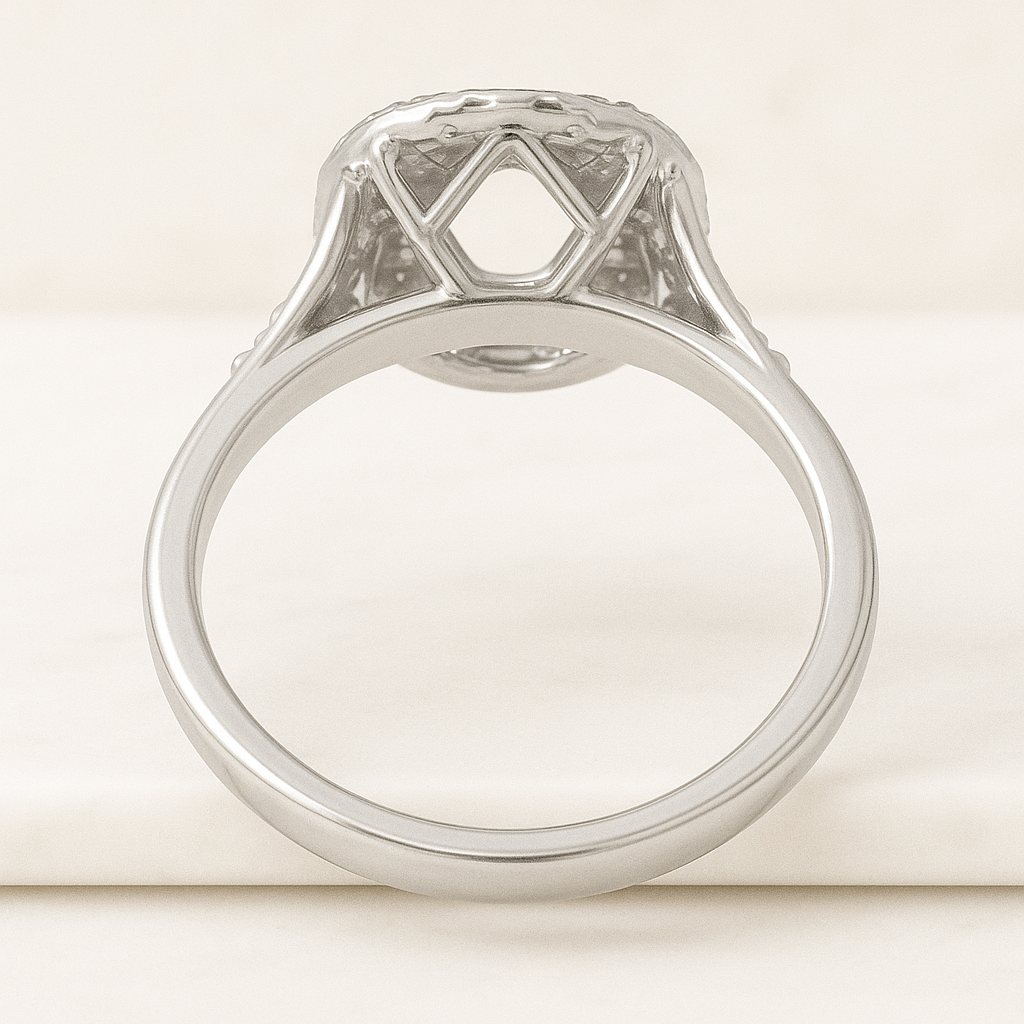 White Gold Double Halo Engagement Ring Moissanite Engagement Ring Set Moissanite Bridal Set